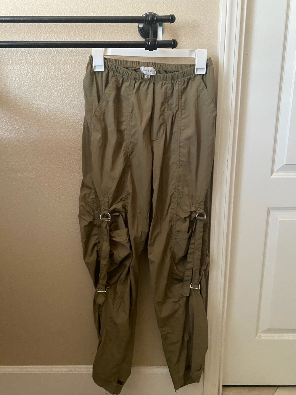 PacSun Olive Green Cargo Jumpsuit-Style Pants with Straps
